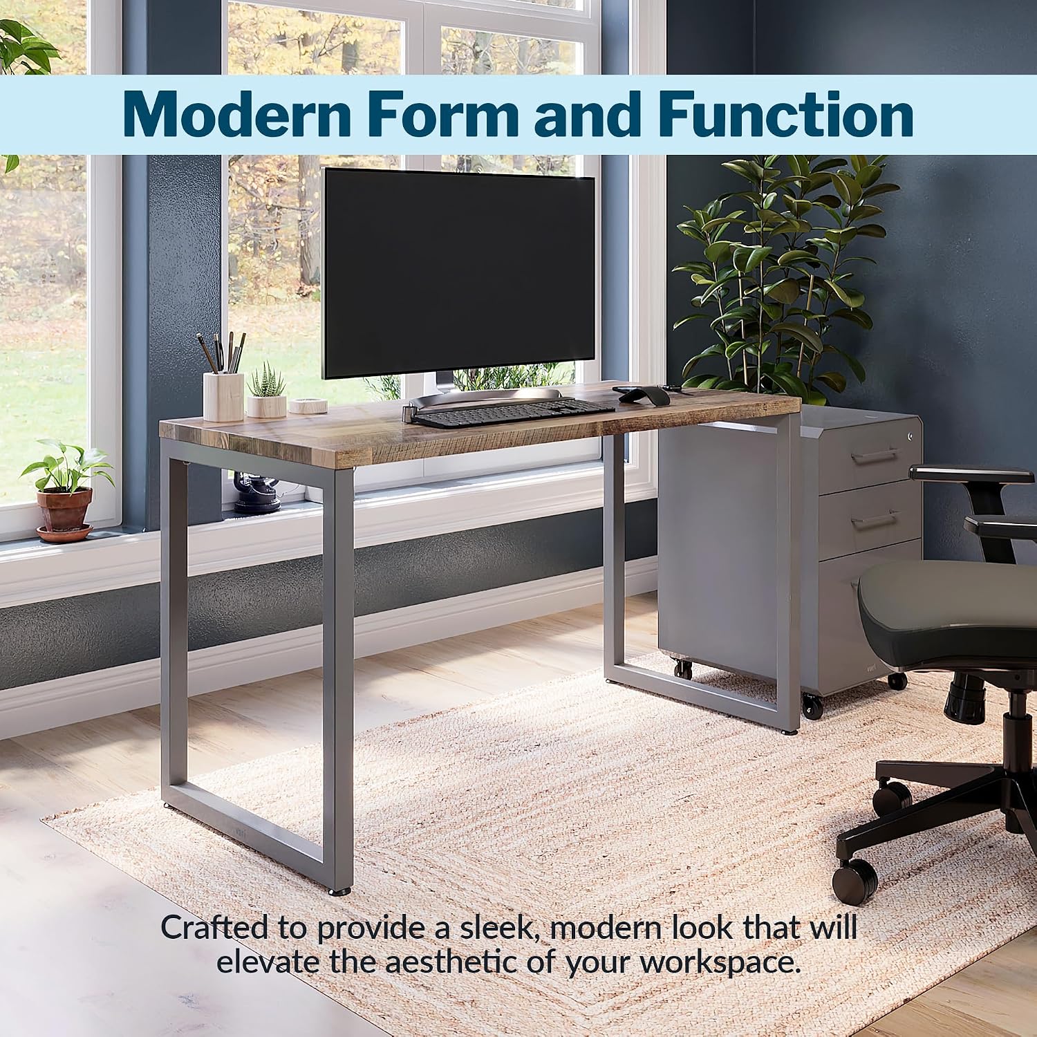 Vari Table 48x24 - Modern Computer Desk with Durable Laminate Finish and Slim Legs - Ideal for Gaming, Home, or Office - Stand-Alone Workstation or Corner Side Table - Reclaimed Wood