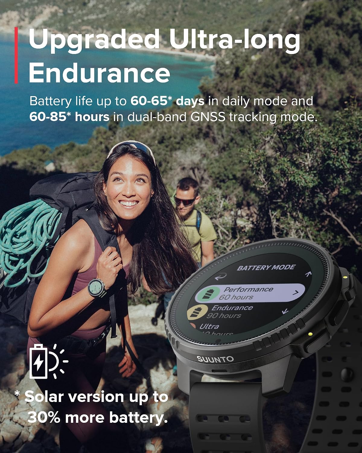SUUNTO Vertical GPS Adventure Watch, Activity Tracker w/Dual-Band GNSS & Offline Maps, Supports 95+ Sports, Training Metrics & Recovery Insights, Solar Charging Opt. for 1yr Daily Use