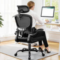 ALLGOD Ergonomic Office Chair, Mesh Desk Chair with Lumbar Support, High Back Home Office Chair with Adjustable Headrest and Flip-Up Arms, Comfortable Computer Chair, Thick Cushion, 300 LBS, Black
