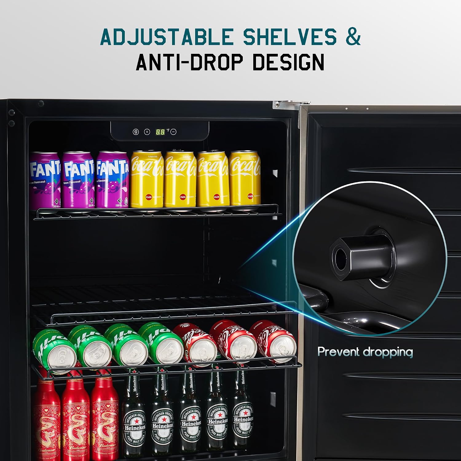 Albott 24 Inch Outdoor Beverage Fridge, 5.0 Cu.Ft Beverage Refrigerator Holds 166 Cans, 32-50°F Drink Cooler with IPX4 Waterproof Design, Auto-Defrost, Build-In or Freestanding for Patio & Backyard