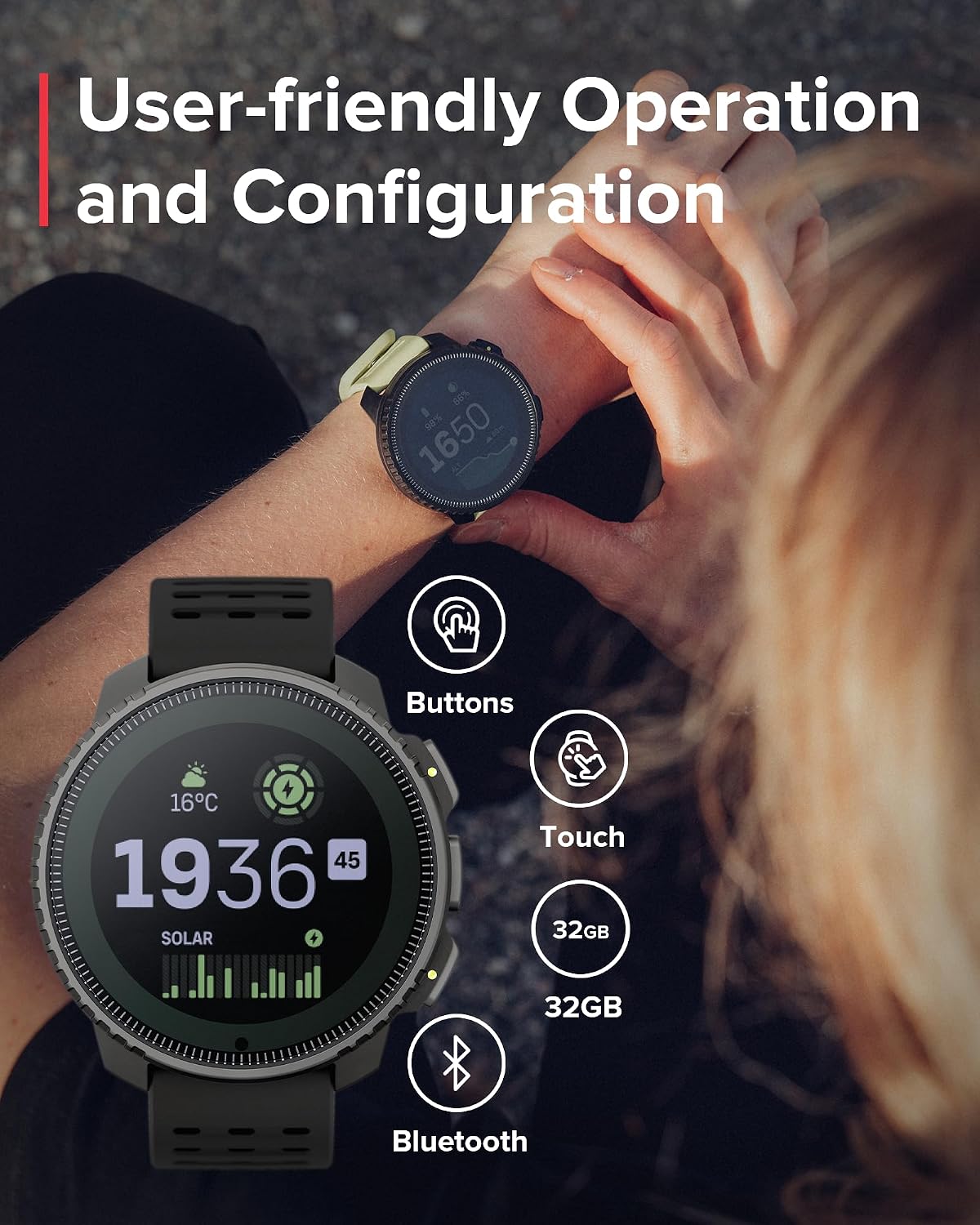 SUUNTO Vertical GPS Adventure Watch, Activity Tracker w/Dual-Band GNSS & Offline Maps, Supports 95+ Sports, Training Metrics & Recovery Insights, Solar Charging Opt. for 1yr Daily Use
