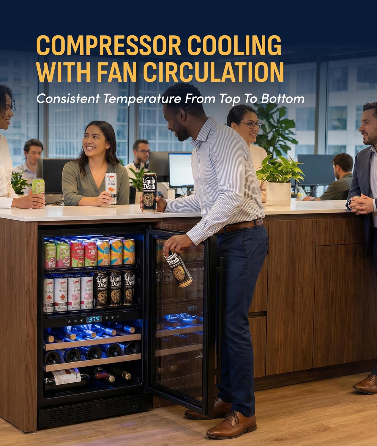 NewAir 24' Dual Zone Beverage Refrigerator & Wine Cooler for 24 Bottles & 100 Cans | Freestanding or Built-In Under Counter Mini Fridge for Beer, Wine and Soda | Stainless Steel