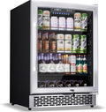 24-Inch Beverage Refrigerator, 200-Can Glass Door Cooler with Adjustable Shelves, Quiet Cooling, Freestanding or Under-Counter – Compatible with Beer, Soda, Wine, Milk, Suita
