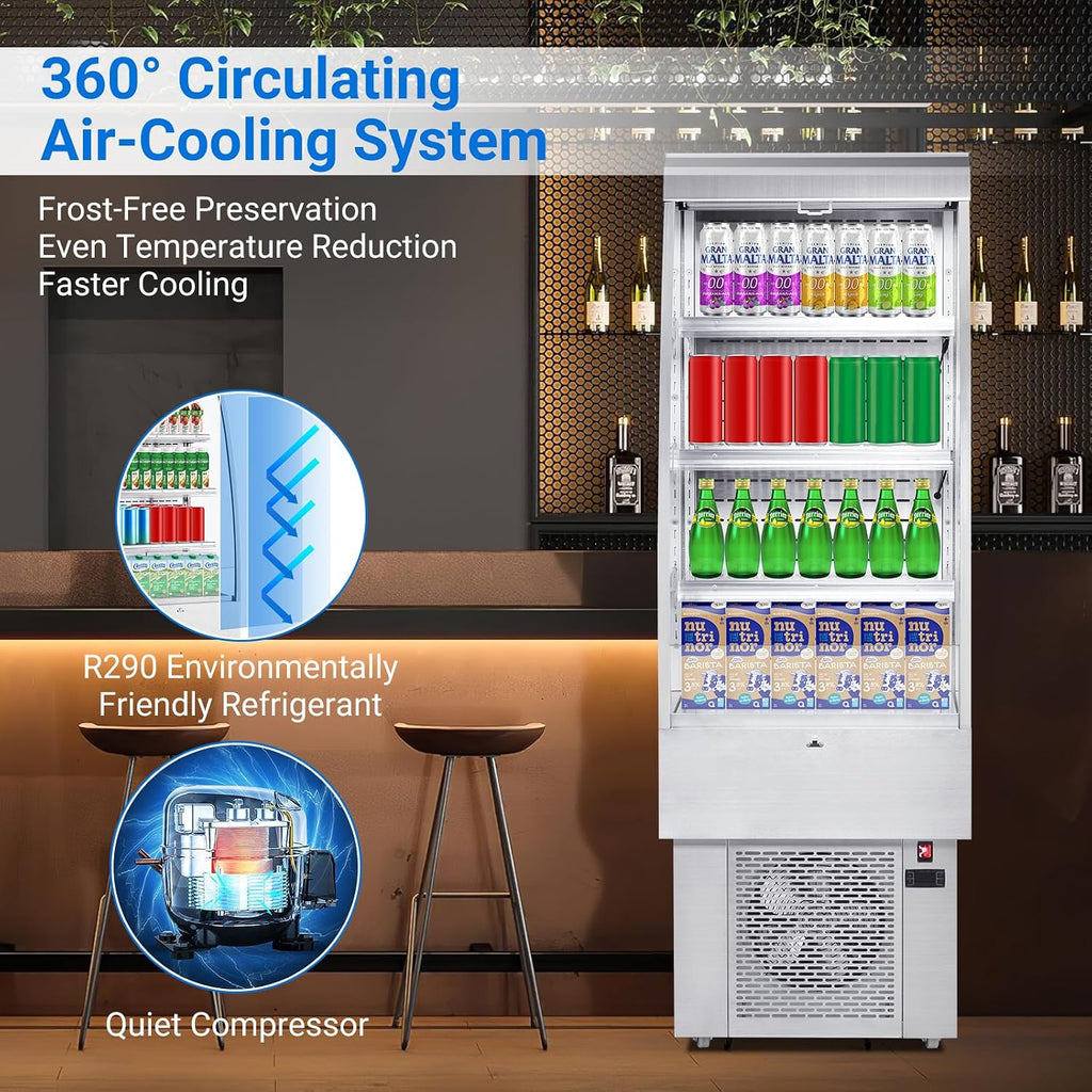 IDEALHOUSE 8.8 Cu.Ft Countertop Commercial Refrigerator Display，Glass Door Cake Fridge，LED Lighting,Adjustable Shelves，White Pastry Cooler