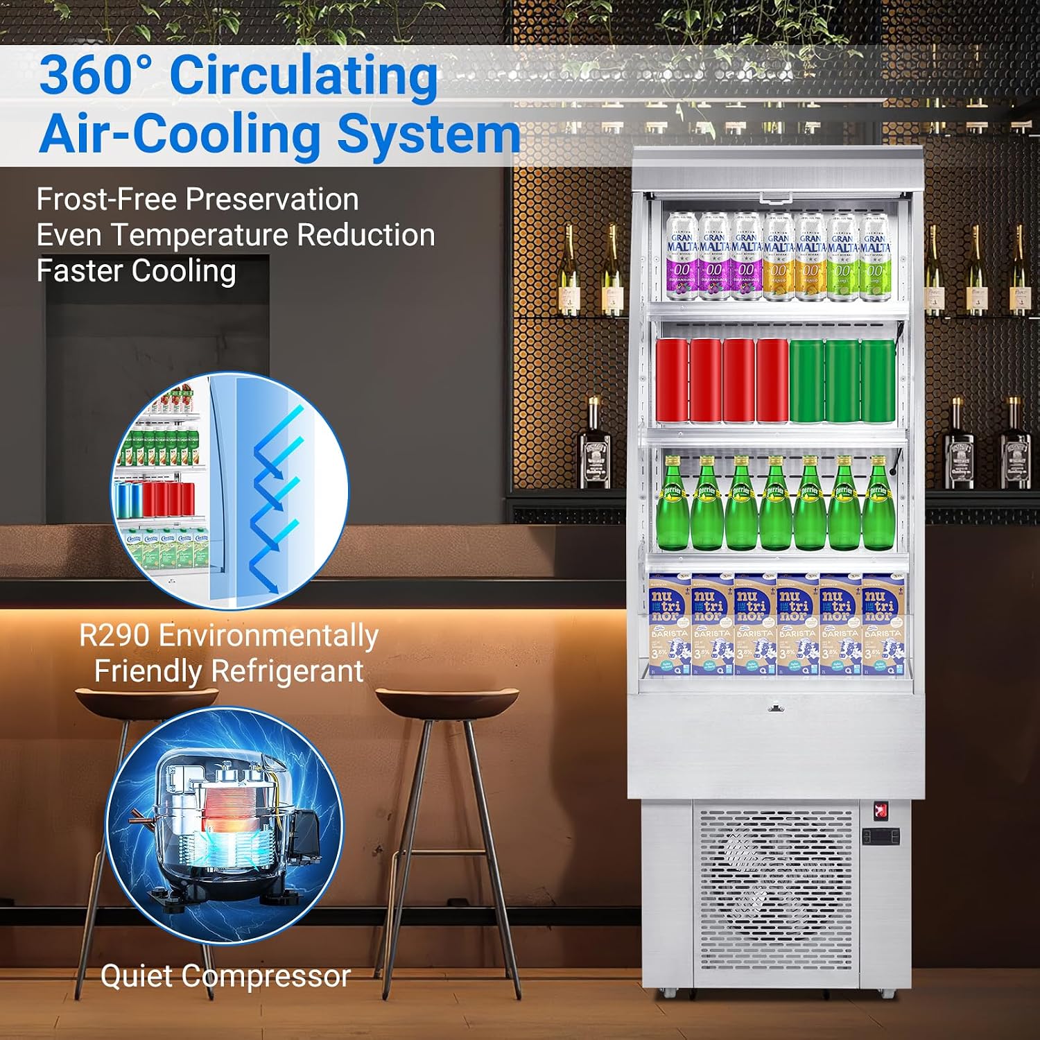 IDEALHOUSE 8.8 Cu.Ft Countertop Commercial Refrigerator Display，Glass Door Cake Fridge，LED Lighting,Adjustable Shelves，White Pastry Cooler