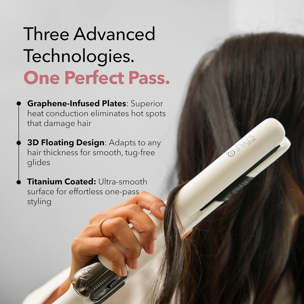 SRILabs StyleQ Flat Iron Hair Straightener — Red Light Therapy, Titanium Plates, Graphene Technology, Negative Ions | 12 Heat Settings | Frizz-Free Results for All Hair Types