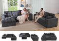 MAXYOYO Modular Sectional Sofa with Ottoman and Loveseat, Cloud Boneless Couch with Layered Cushion, Flexible Module Combination Sofa for Living Room, No Assembly Required,Dark Grey
