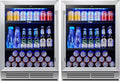 Yeego 24-Inch Built-In Beverage Refrigerator (2 Pack) - Large Capacity Drink Cooler with Glass Door, Auto Defrost Beverage & Wine Fridge for Cans and Bottles, Under Counter & Freestanding