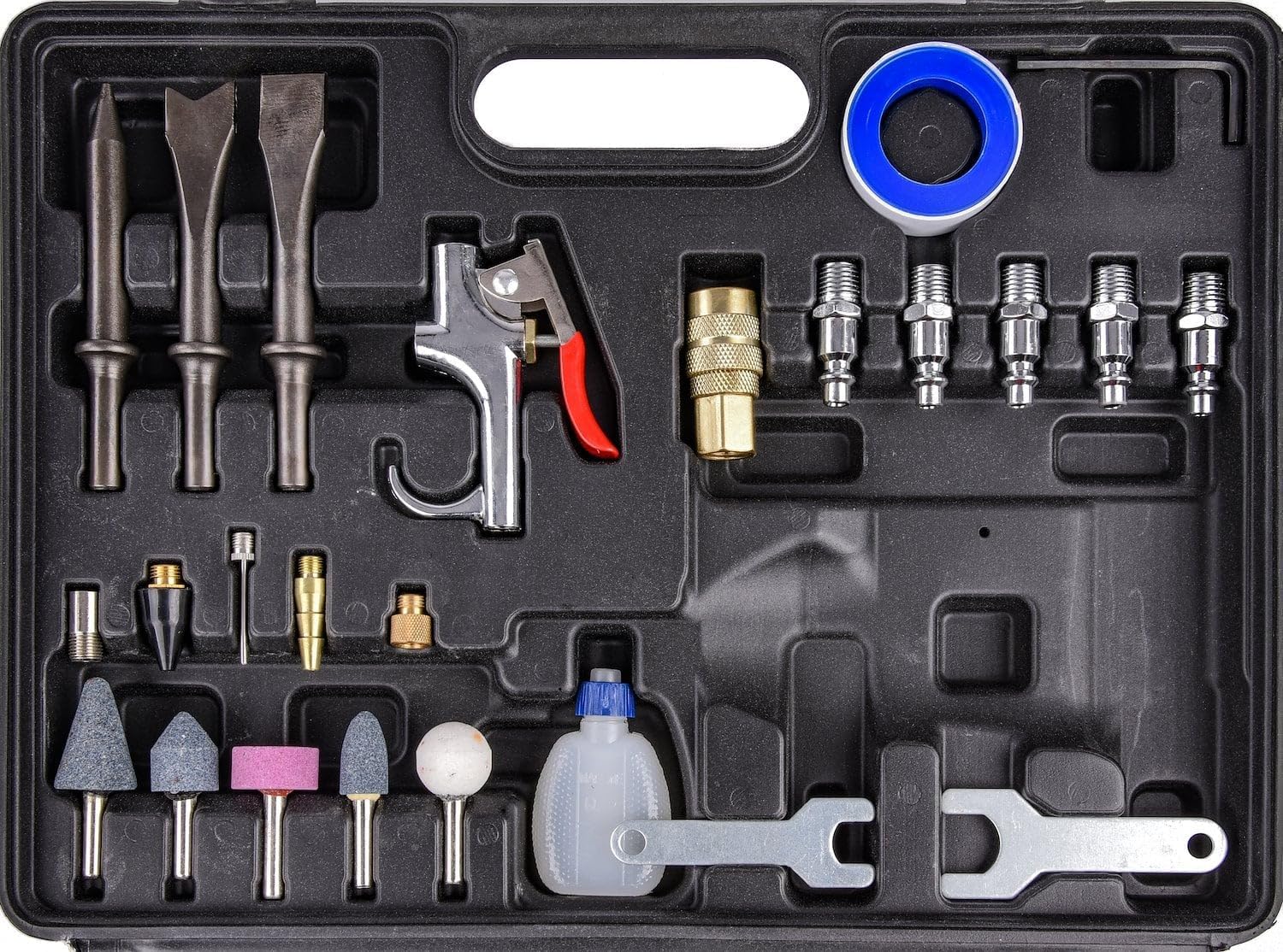 JEGS 81151 Air Tool Kit Includes Impact Wrench Ratchet Wrench Hammer Die Grinder