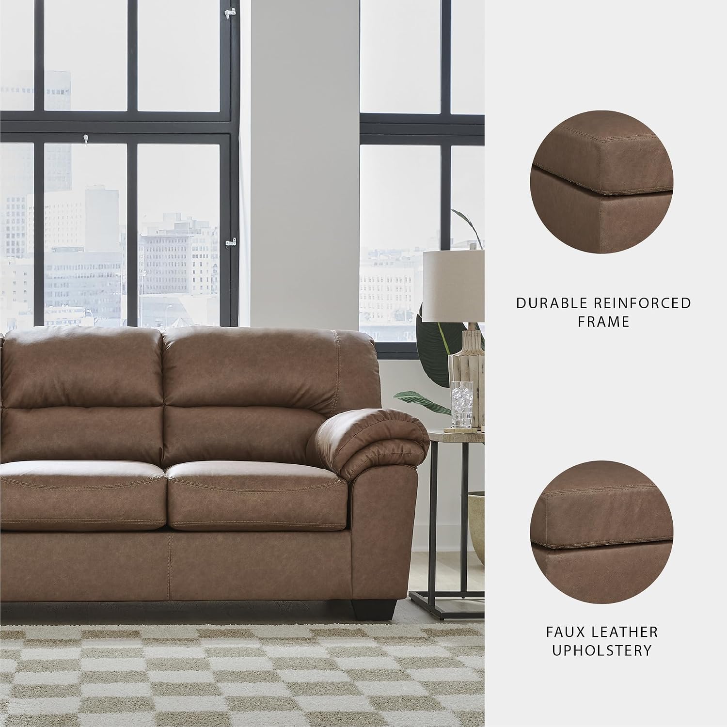 Signature Design by Ashley Walker Point Contemporary Sofa with Removable Cushion, Light Brown