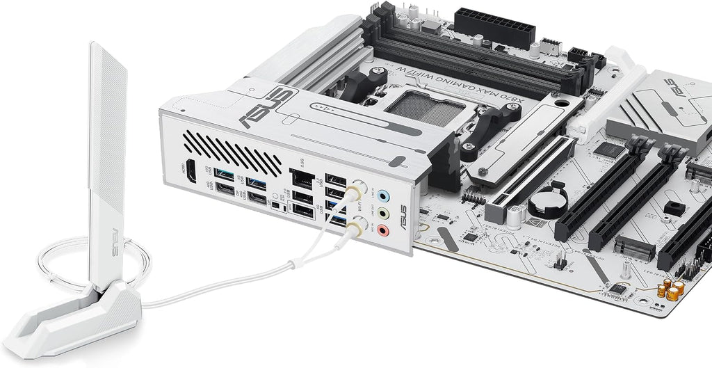 ASUS X870 MAX GAMING WIFI7 W AMD AM5 ATX Motherboard, 8-layer White PCB, 12+2+1 80A DrMOS, DDR5, PCIe 5.0 x16 Q-Release, 3x M.2, Wi-Fi 7 Q-Antenna, USB4® Type-C®, 2.5Gb LAN, BIOS FlashBack™, Aura Sync