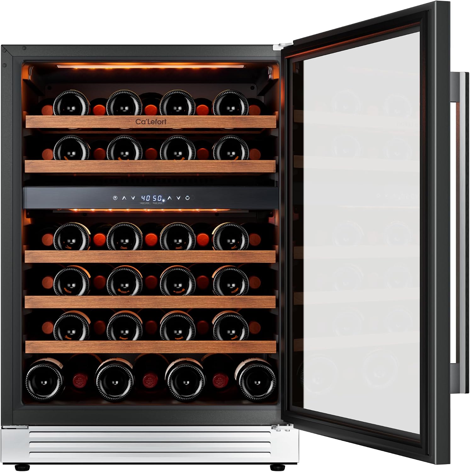 Ca'Lefort Wine Fridge & Cooler - 24 Inch 52 Bottle Wine Cooler Refrigerator, 40-65°F Dual Zone Wine Refrigerator Glass Door, 3 LED Built-in or Freestanding Fridge for Home/Bar/Kitchen (5.65 cu.ft)