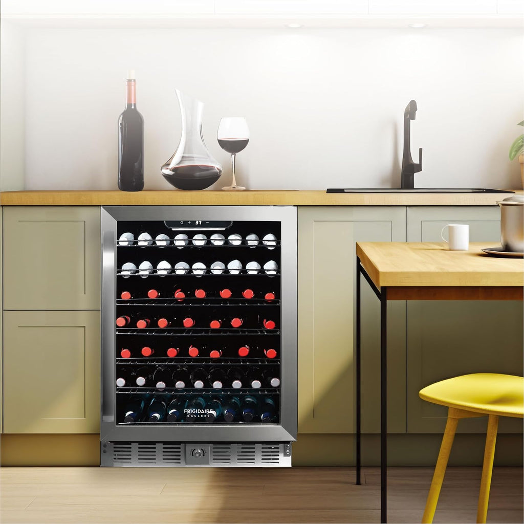 Frigidaire, 24' Wide 5.1 Cu Ft Capacity, Built-in Under Counter Beverage Fridge, Glass Front