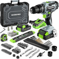 WORKPRO 20V Max Cordless Drill Driver Set, Electric Power Impact Drill Tool with 100 Pieces Accessories, 1/2'' Chuck Impact Drill Kit with Portable Case, 2 x 2.0Ah Li-ion Batteries with Fast Charger