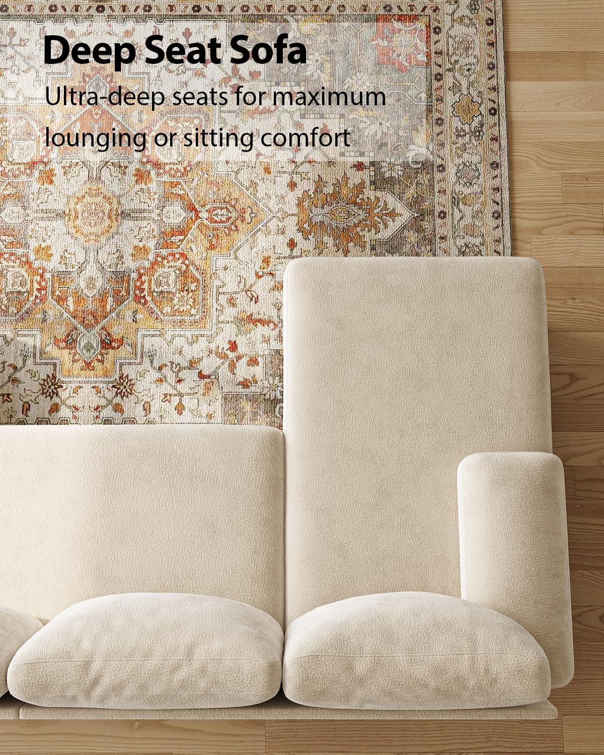 U-Shaped Sectional Couches for Living Room | Chenille Sofa with Double Chaise |112 Inch Beige Sectionals Couch for Apartment