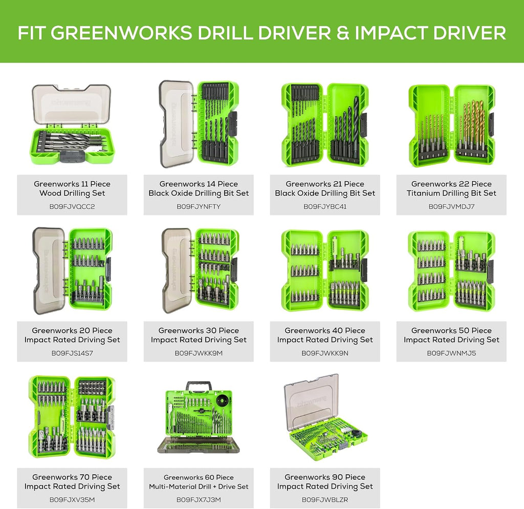 Greenworks 24V Brushless 310 in./lbs Drill / Driver + 2650 in./lbs Impact Driver Combo Kit, (2) USB (Power Bank) Batteries and Dual Port Charger Included LED Light, 2pcs Driving Bits with Tool Bag