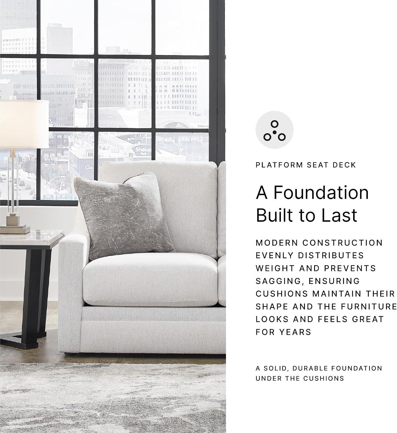 Signature Design by Ashley Maitelynn Contemporary Loveseat with Accent Pillows, Reversible Cushions and Sloped Arms, Light Gray