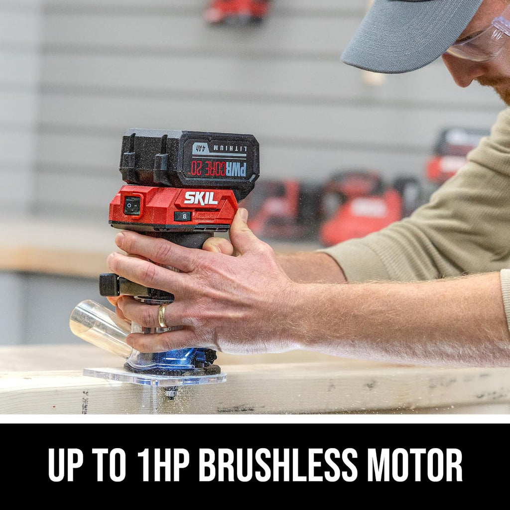 SKIL 20V Brushless Compact Router Kit Including 4.0Ah Battery and 1 Hour Charger-RT1430B-10