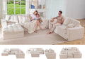 MAXYOYO Modular Sectional Sofa with Ottoman and Loveseat, Cloud Boneless Couch with Layered Cushion, Flexible Module Combination Sofa for Living Room, No Assembly Required,Beige