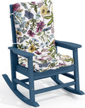 SERWALL SEWALL Oversized Outdoor Rocking Chair with Cushion, Patio Rocking Chairs for Porch, Blue HDPR Rocker+Flower Cushion