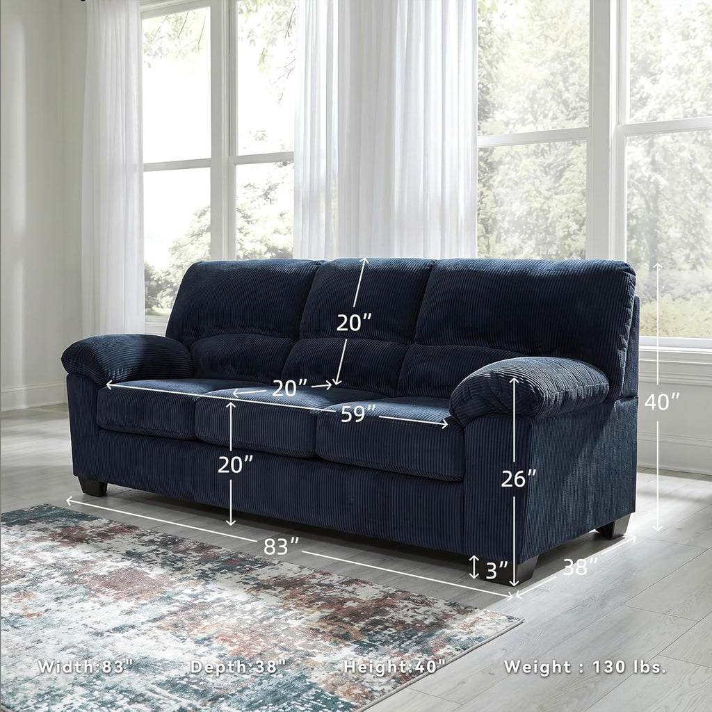 Signature Design by Ashley SimpleJoy Contemporary Sofa for Living Room, Blue