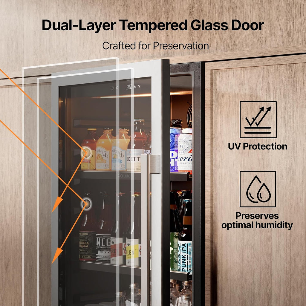Ca'Lefort Beverage-Refrigerator 48 Inch, Tall Beverage Fridge Cellars Large Bar Drink Cabinet Built-in or Freestanding with Glass Door, Beer Cooler for Bottles and Cans Beer/Soda/Water/Wine