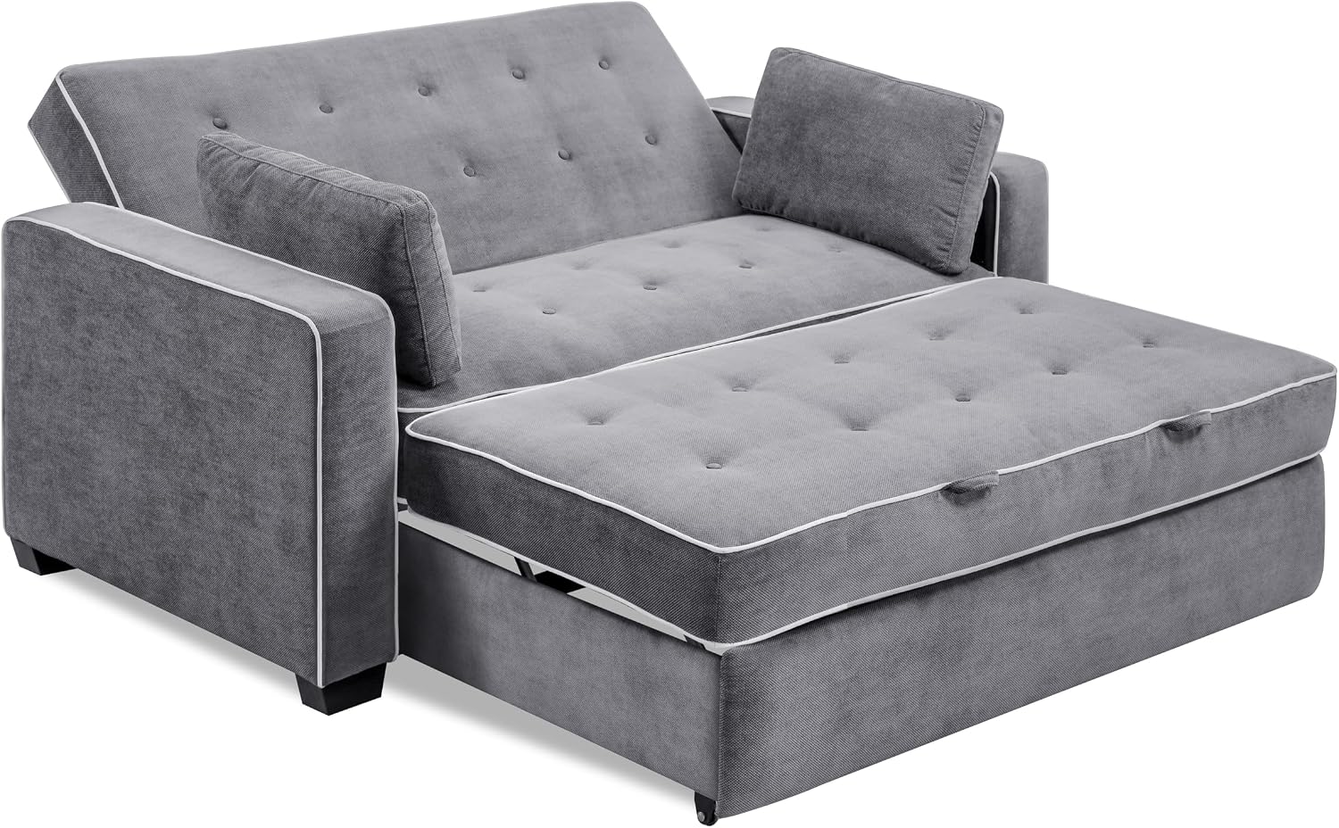 Serta Ainsley 72.6' Convertible Sleeper Sofa, Queen Size, Dreamcoil Comfort, Soft Woven Fabric, Charcoal