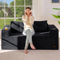 MAXYOYO 63' Boneless Loveseat Sofa Couch for Small Spaces, Mini Love Seat Floor Couch with Cup Holders and Pillows, 2-Seater Upholstered Cloud Couch for Bedroom Apartment, No Assembly Required