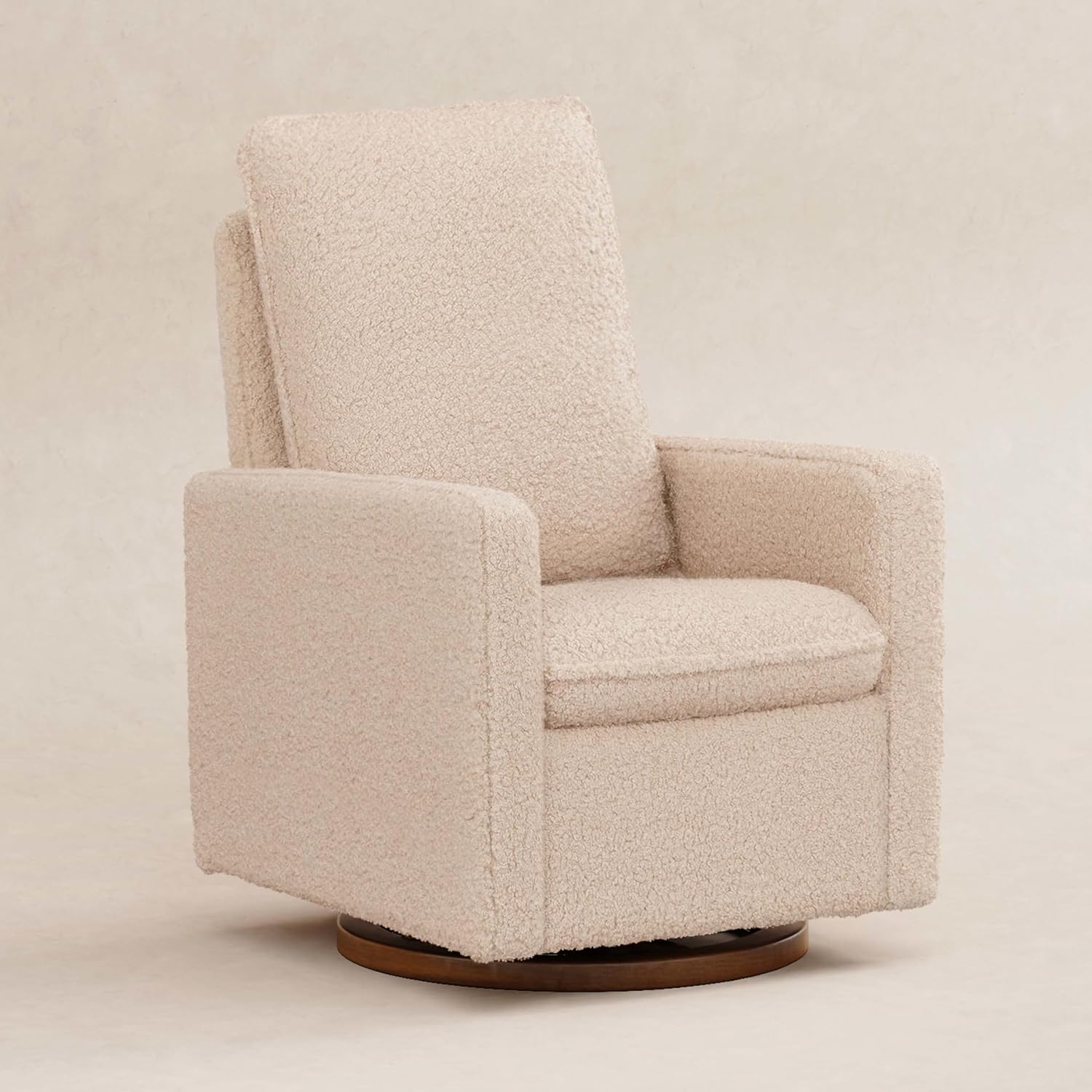 Babyletto Cali Pillowback Swivel Glider in Chai Shearling, Greenguard Gold and CertiPUR-US Certified