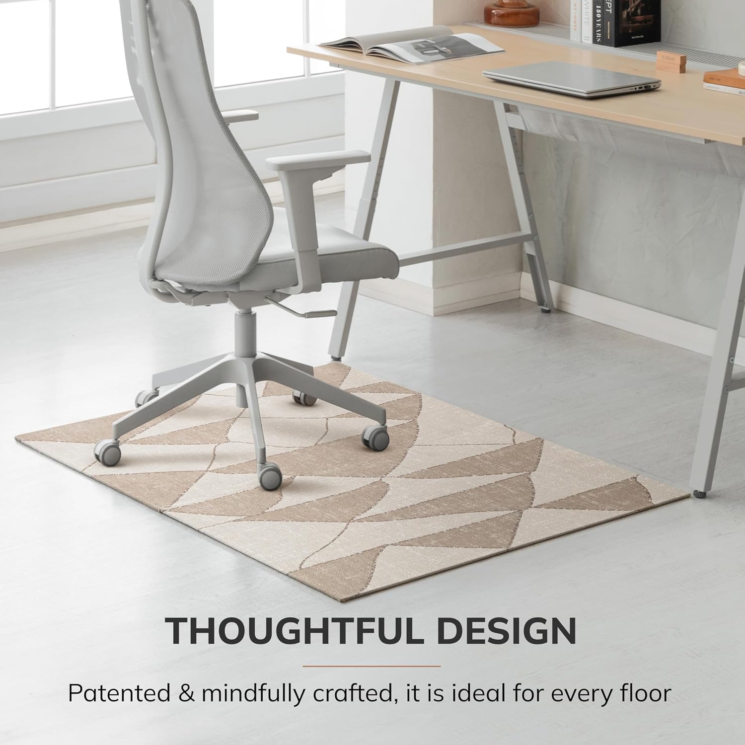 Anji Mountain Rug'd Office Chair Mat for Carpet & Hardwood Floor - Jacquard Woven, Anti-Slip Backing, Low Pile, Floor Protector Desk Chair Mat, Office Rugs for Rolling Chairs (Peaks - 40' x 54')