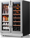 Ca'Lefort 24in Wine Fridge & Beverage Refrigerator with 3 Color LED Lights, Independent Dual Temp Zone Mini Fridge, Built-in/Freestanding Cooler for Wine/Beer Lovers, for Home, Kitchen, Office, Bar
