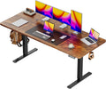 Huuger 63 x 28 Large Electric Standing Desk, Height Adjustable Computer Desk, 27.6' Deep Desktop, Stand up Gaming Office Table with 2 Hooks, 3 Preset Heights, for Home Office, Rustic Brown