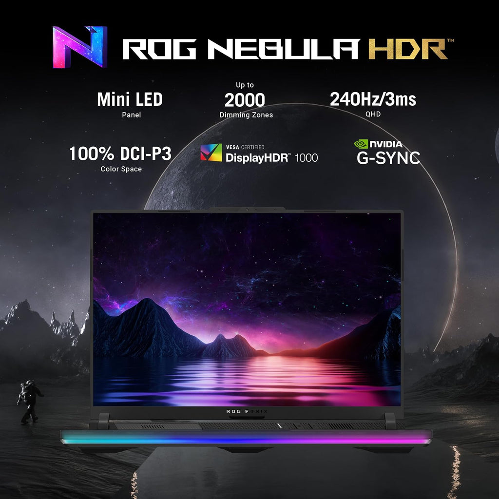 ASUS ROG Strix Scar 16 (2024) Gaming Laptop, 16' Nebula HDR 16:10 QHD 240Hz/3ms, 1100 nits, Mini LED Display, GeForce RTX™ 4090, Intel® Core™ i9-14900HX, 32GB RAM, 2TB SSD, Win 11 Pro, G634JYR-XS97