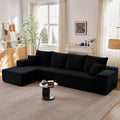 135' Modular Sectional Couches for Living Room, Comfy Boneless L Shaped Cloud Couch with Chaise Lounge, Modern Cozy Corduroy Deep Seat Floor Sofa, Memory Foam, No Assembly Required, Black