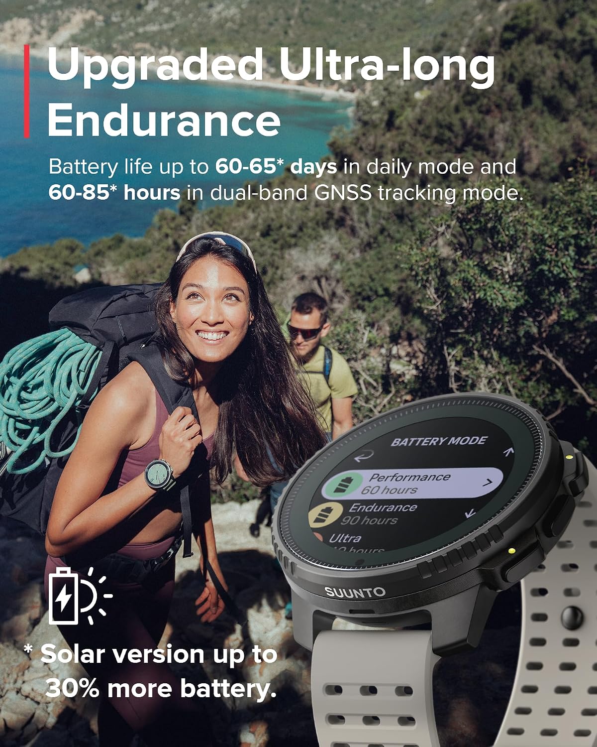 SUUNTO Vertical GPS Adventure Watch, Activity Tracker w/Dual-Band GNSS & Offline Maps, Supports 95+ Sports, Training Metrics & Recovery Insights, Solar Charging Opt. for 1yr Daily Use