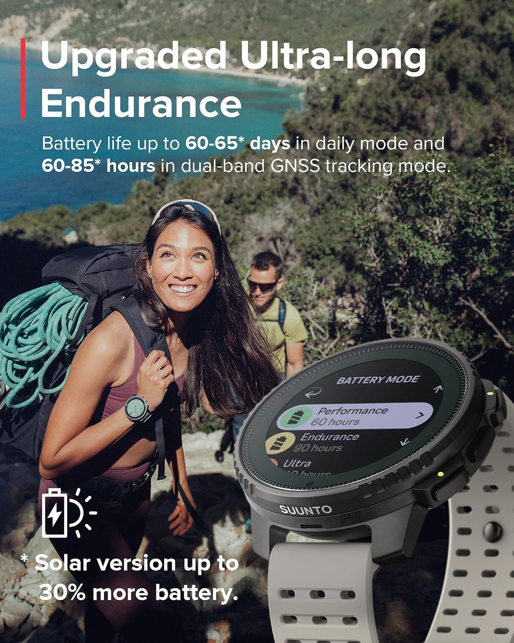 SUUNTO Vertical GPS Adventure Watch, Activity Tracker w/Dual-Band GNSS & Offline Maps, Supports 95+ Sports, Training Metrics & Recovery Insights, Solar Charging Opt. for 1yr Daily Use