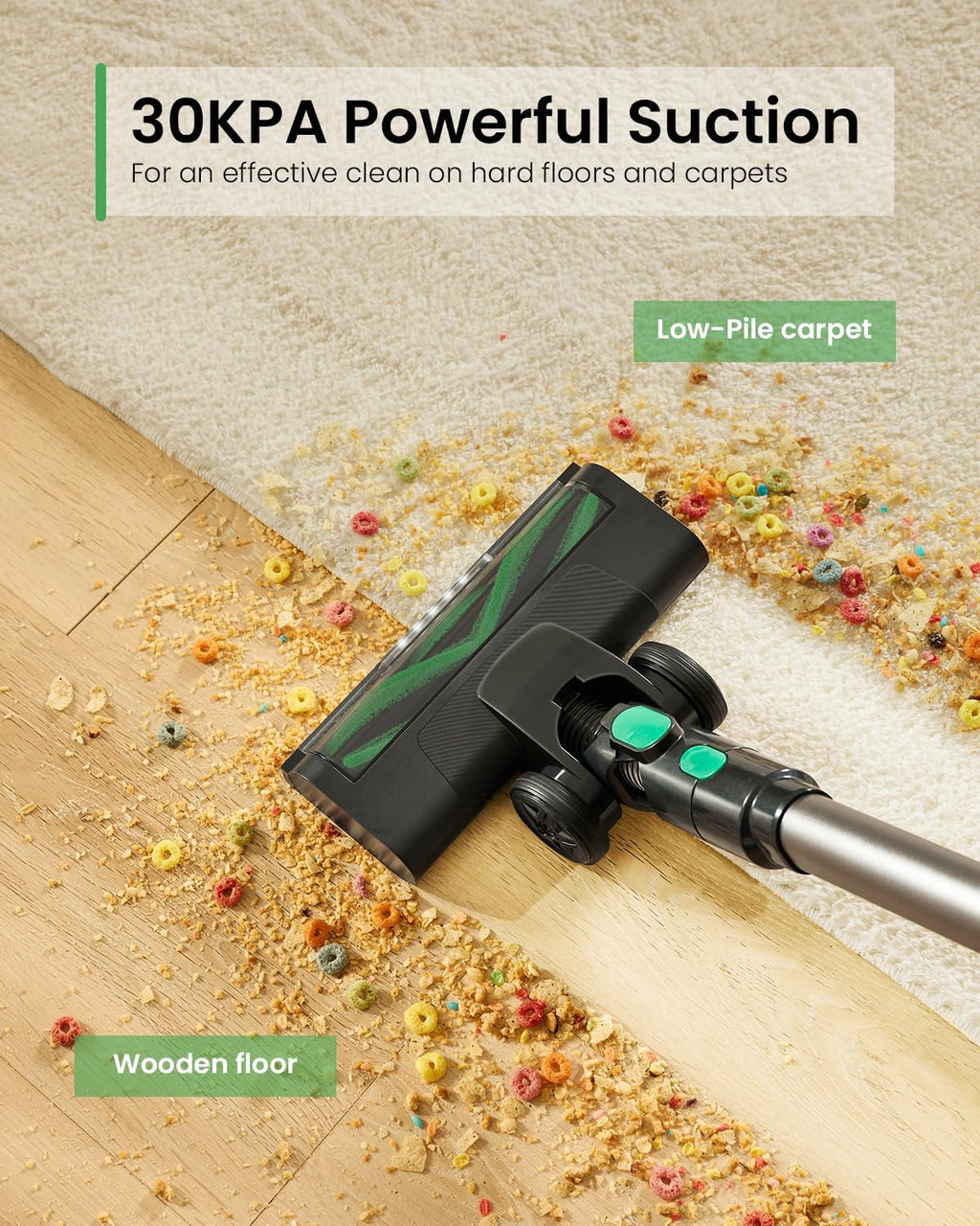 Vexilar V9 Cordless Vacuum Cleaner with Brushless Motor, 30Kpa Powerful Suction, 45 Mins Runtime, Detachable Battery, 6 in 1 Lightweight Stick Vacuum for Home Pet Hair Hard Floor Carpet Cleaning