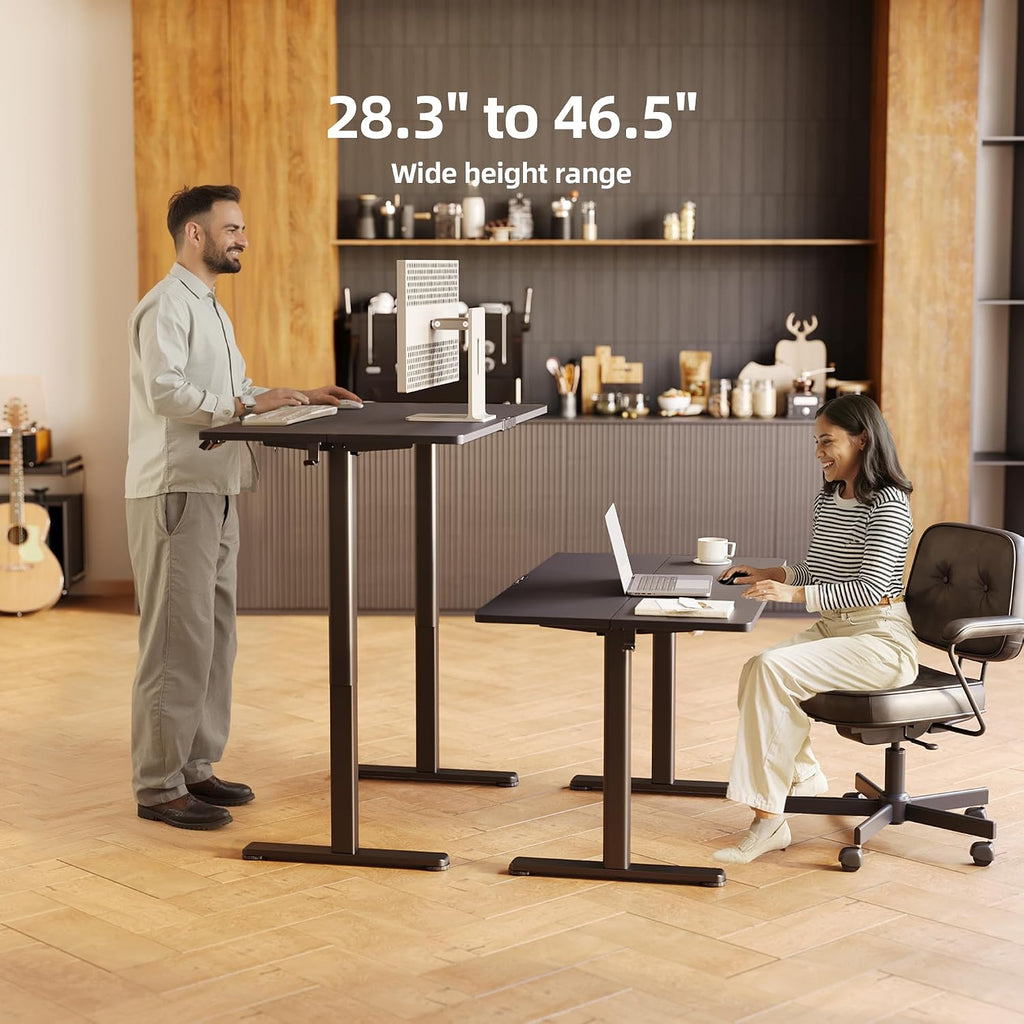 INNOVAR Electric Standing Desk, Adjustable Height Stand up Desks, 55 x 24 Inches Sit Stand up Desk for Home Office Computing, 3-Preset Memory Height Ergonomic Rising Desks, Black