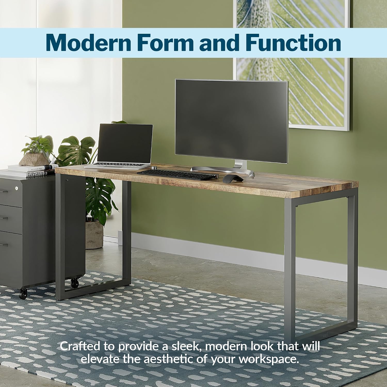 Vari Table 60x24 - Modern Computer Desk with Durable Laminate Finish and Slim Legs - Ideal for Gaming, Home, or Office - Stand-Alone Workstation or Corner Side Table - Reclaimed Wood