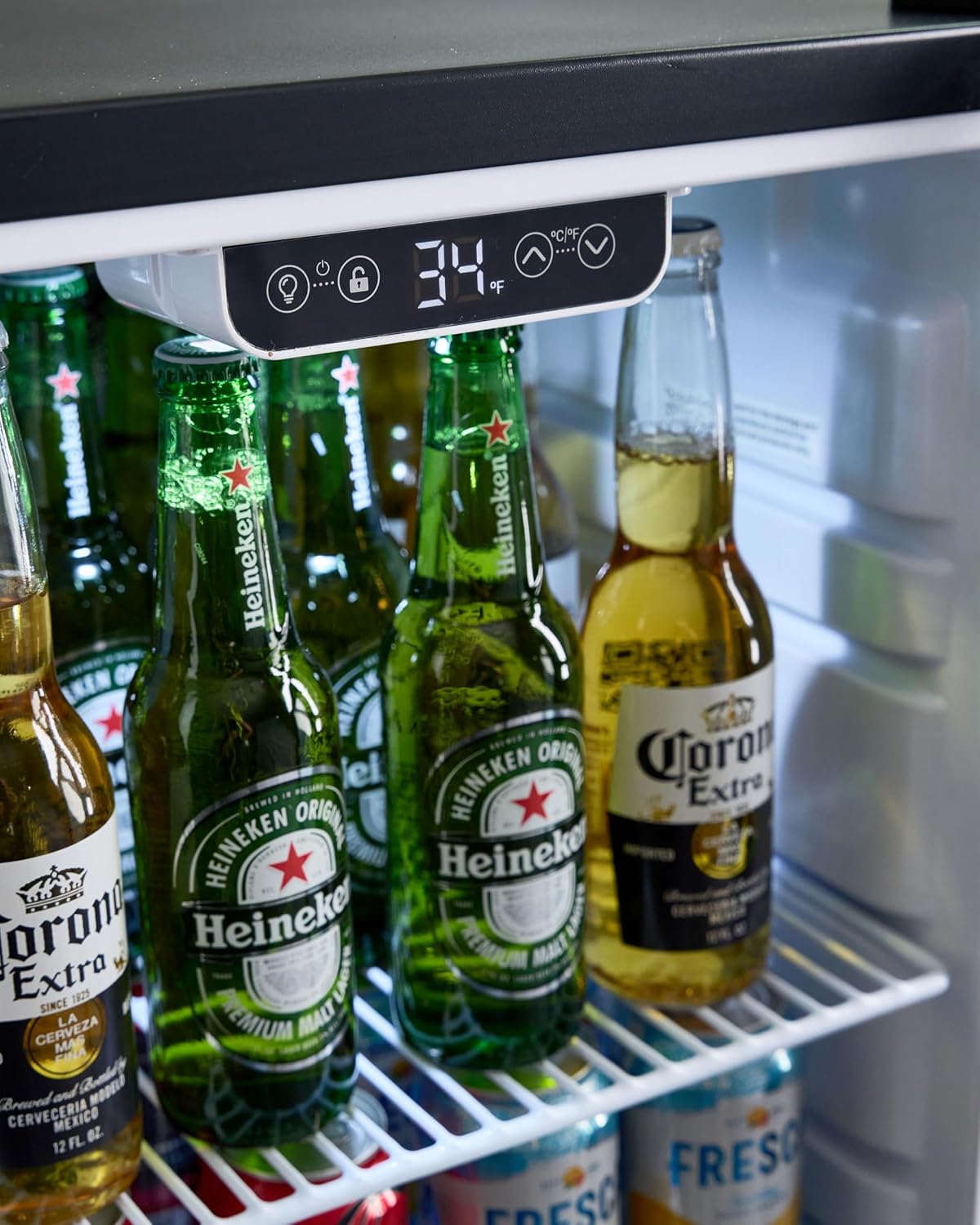 PremiumLevella PRF37DX Glass Door Display Refrigerator 3.1 cu ft Commercial Beverage Cooler Merchandiser - Black