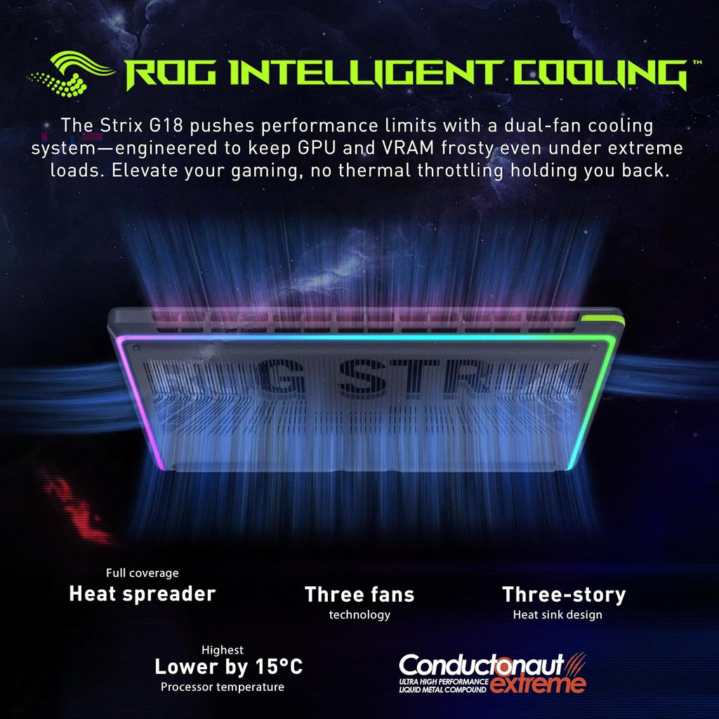 ASUS ROG Strix G18 18' WQXGA 240Hz Gaming Laptop, GeForce RTX 5070 8GB, Intel Ultra 9 275HX, 32GB DDR5, 2TB Storage (1TB SSD + 1TB Docking Station Set), Backlit Keyboard, IR Camera, Win11 Pro, Gray