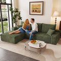 95' Modular Sectional Couch, Boneless L Shaped Cloud Sofa with Chaise Lounge, Corduroy Upholstered Couches Memory Foam Deep Seat, No Assembly Required, Ideal for Living Room(Green, Left Facing)