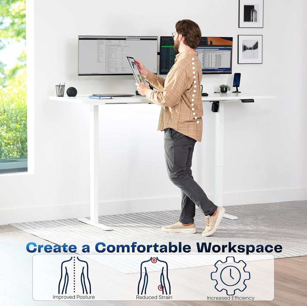 VIVO Large Electric 83 x 30 in Standing Desk, Memory Height Adjustment, 1B Series, Holds 220 lbs, White Top White Frame, DESK-KIT-1W8W
