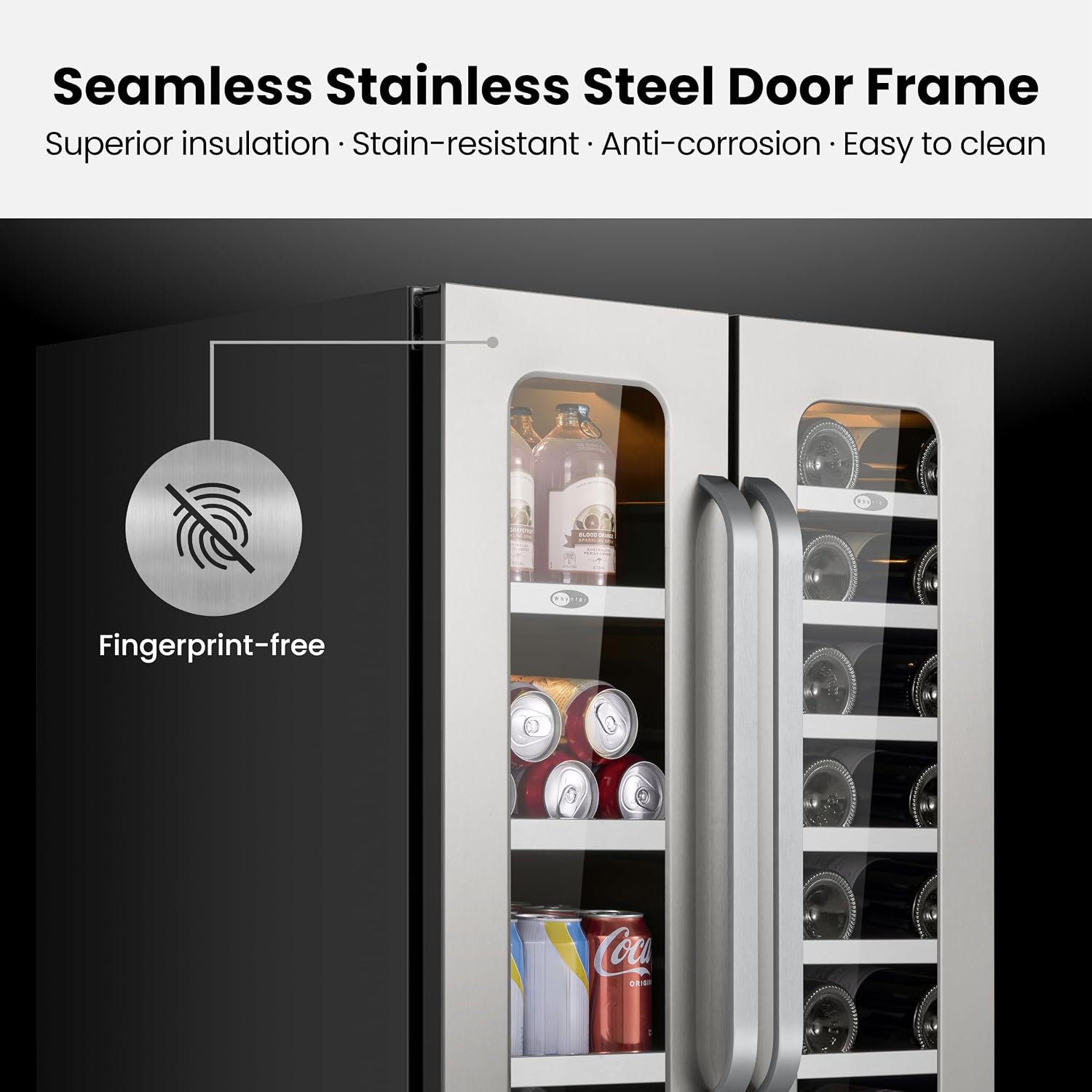 Whynter 24 Inch Dual Zone Wine and Beverage Refrigerator 20 Bottles 60 Cans Wine Fridge with Glass Door Wine Cooler Built-in Under Counter French Door 3 LED for Home Bar Luxury Series(4.1 cu.ft)
