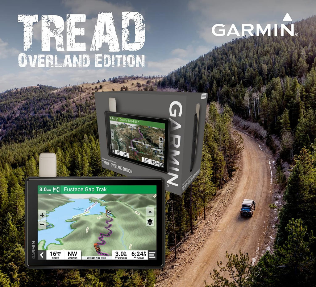 Garmin Tread Overland, All-Terrain GPS Navigator 8 in, Rugged, Built in Mapping, Ultrabright Display with Power Pack Bundle