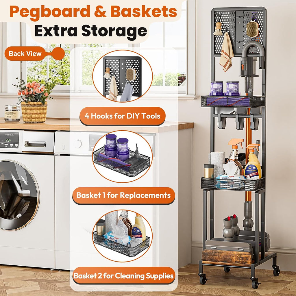 Olakee Vacuum Stand for Dyson and Broom Holder Cart