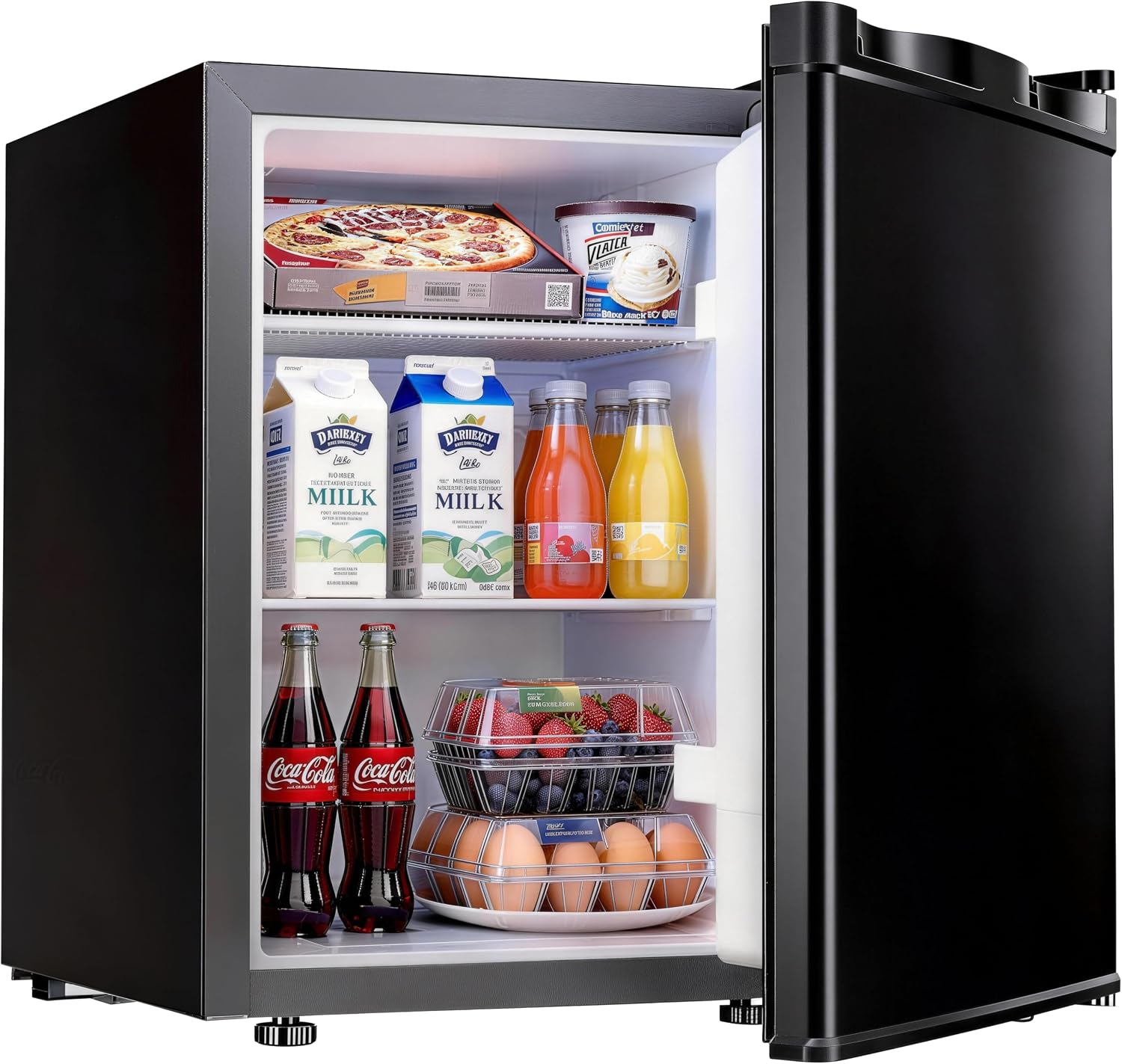 Feelfunn Mini Fridge with Freezer - 1.7 Cu.Ft Single Door Mini Refrigerator with Adjustable Thermostat, Energy Saving, Low Noise, Small Fridge for Bedroom, Office, Dorm, Apartment, Classroom - Black