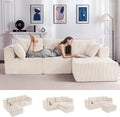 MAXYOYO Modular Sectional Sofa Couch, L Shaped Modern Cloud Couch with 1 Ottoman, Sofa in A Box, Tufted 4-Seat Boneless Sleeper Chair for Living Room, No Assembly Required, Beige