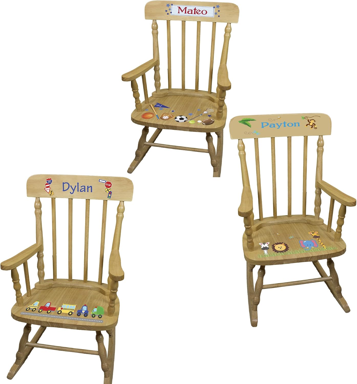 My Bambino Personalized Wooden Rocking Chair for Kids | Boys Wood Rocking Chair | Custom Name Toddler Chair | Baby Shower & Birthday Gift