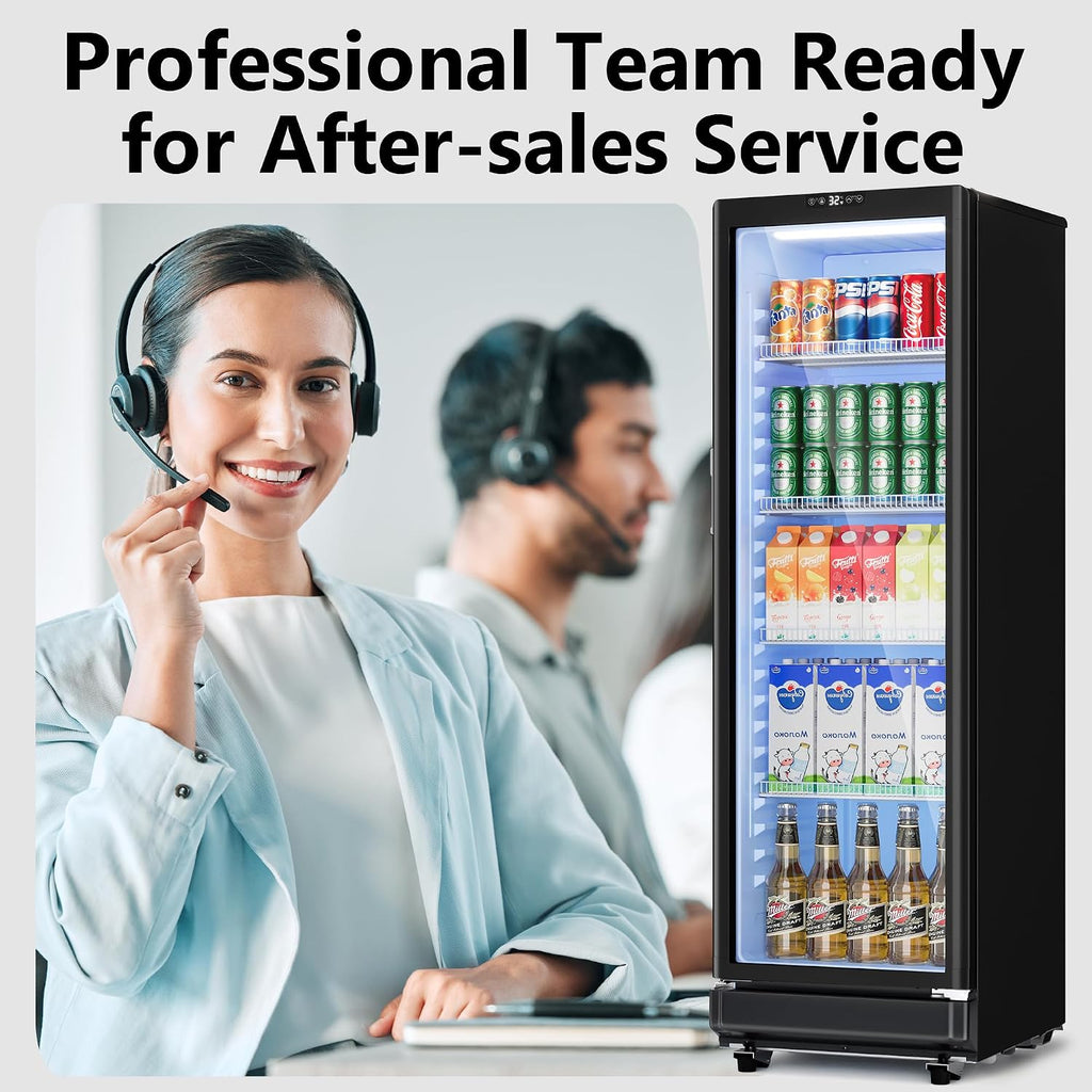 8.5 Cu.Ft Commercial Refrigerators, Display Fridge with Double-Tempered Glass Door, Outdoor Beverage Refrigerator with Locking, Key & LED, Beverage Cooler for Bar, Office, Restaurant